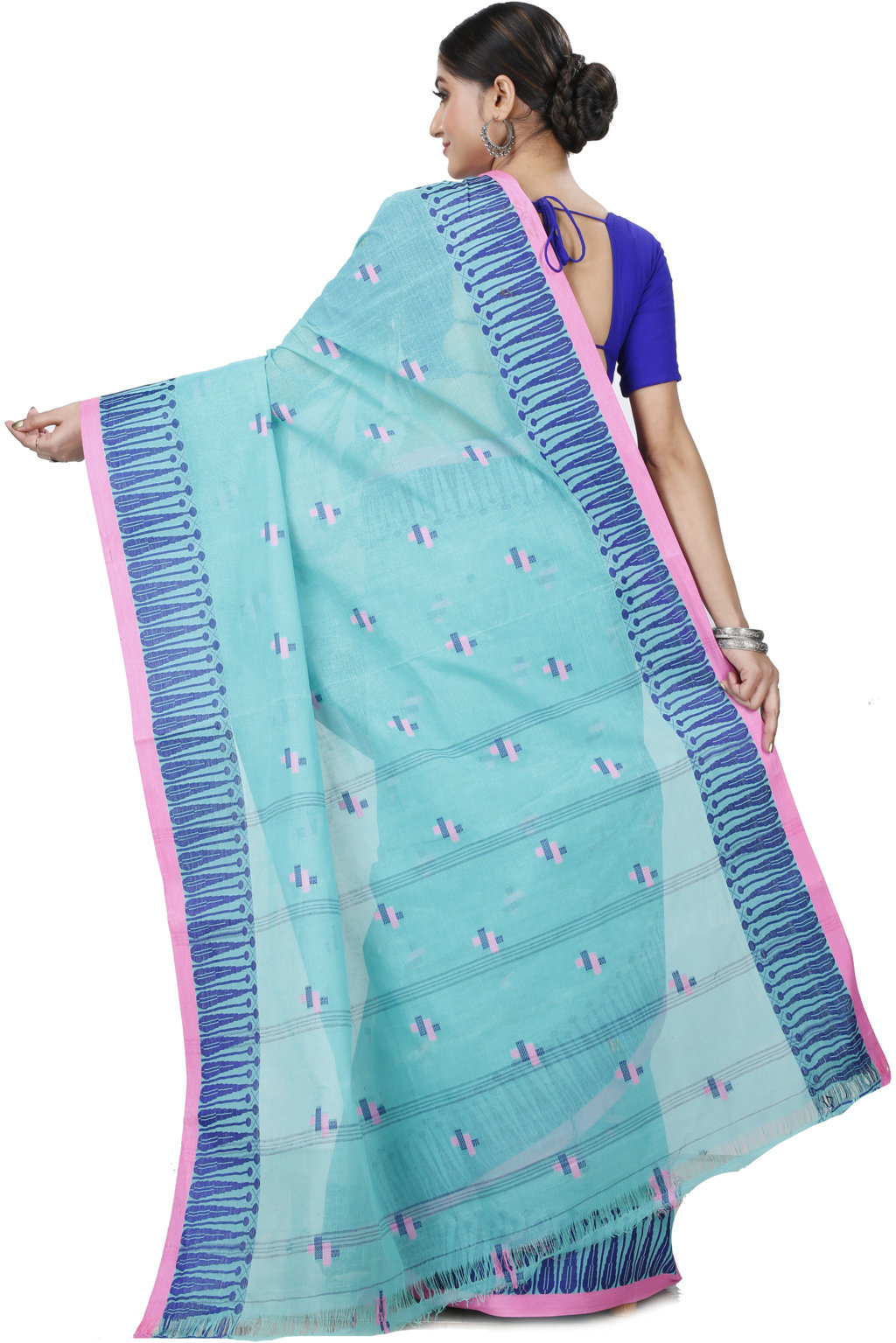 See Green Pure Cotton Simar Tant Saree (1039)